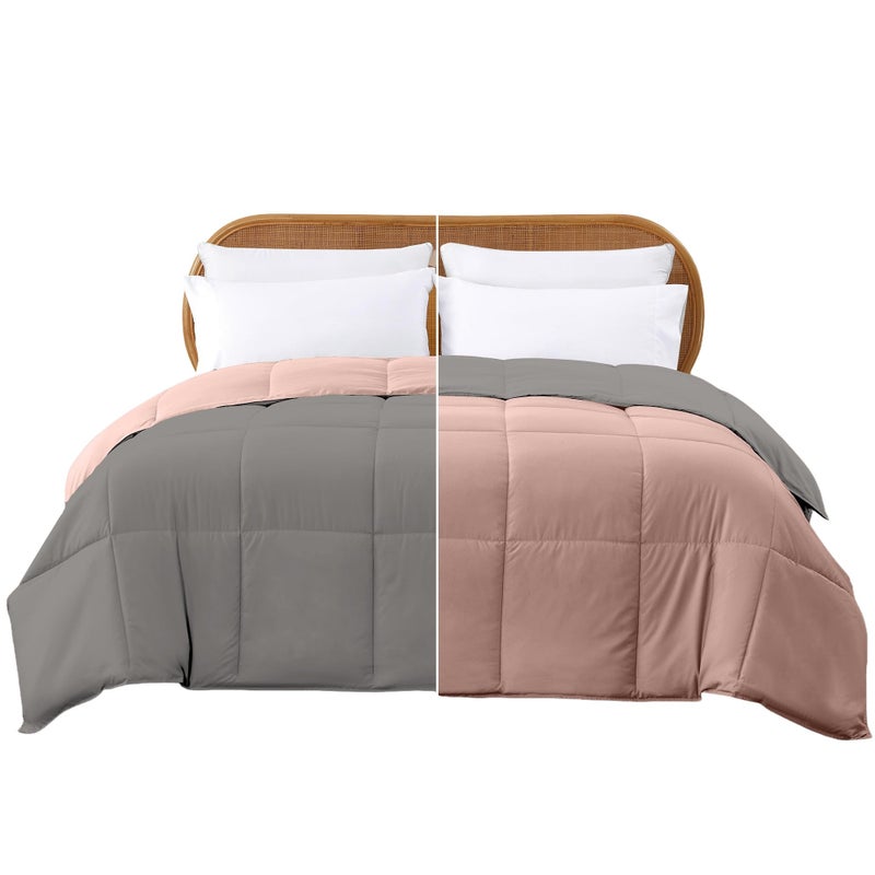 Modern Threads Down Alternative Reversible Comforter Charcoal Gray/Blush Queen - Image 1
